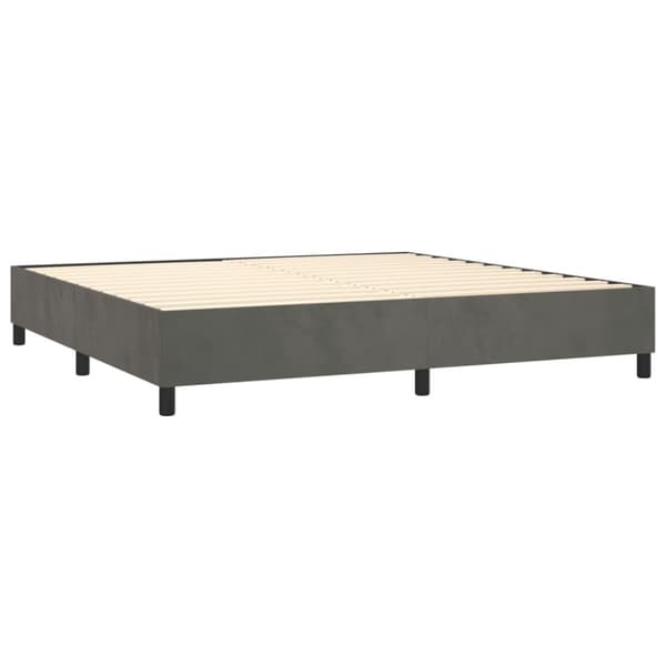Ramsäng med madrass & LED mörkgrå 200x200 cm sammet
