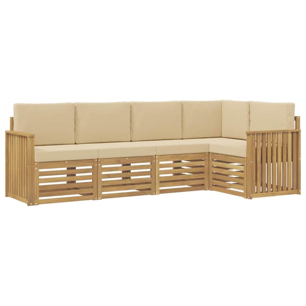 Utomhussoffset 5 pcs Vit och Beige 247 x 128,5 x 73 cm