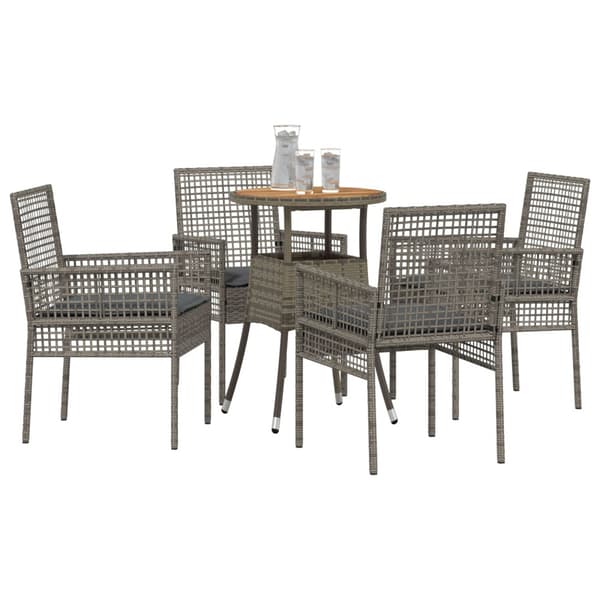 Trädgårdsmöbelset 5 pcs Grå konstrotting