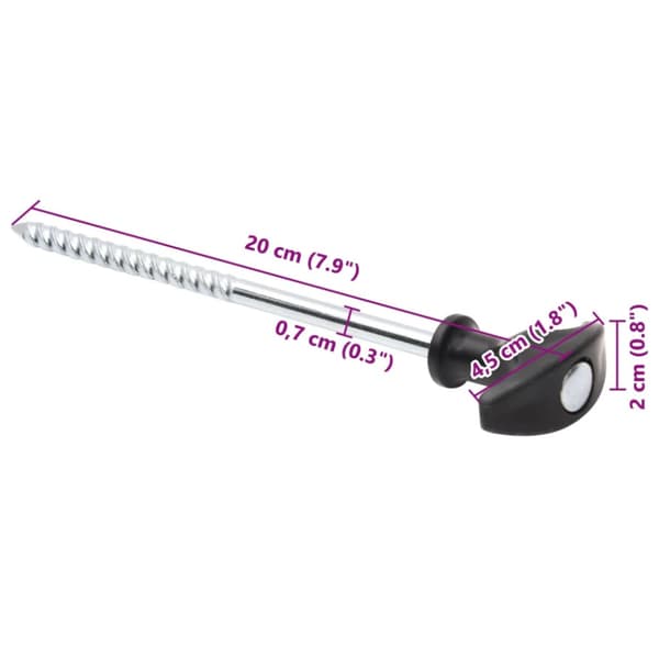 Tältpinnar 24 st 20 cm Ø7 mm galvaniserat stål