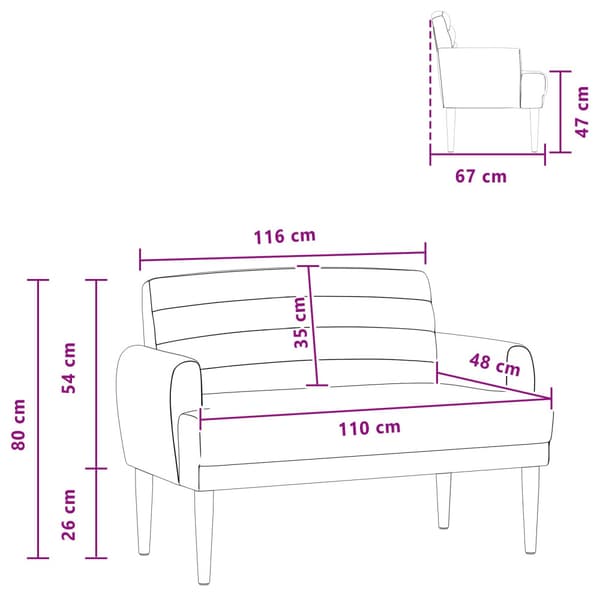 Loveseat med knapprapport Mörkgrå 116 x 67 x 80 cm Tyg