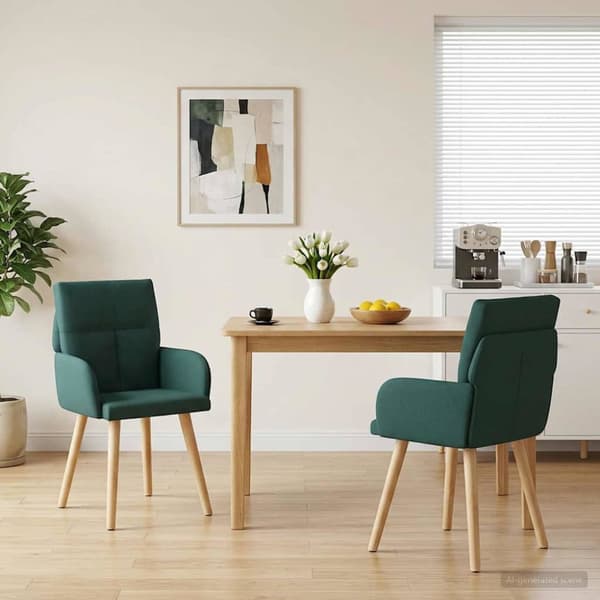 Matstolar 2 pcs Tyg Mörkgrön 60 x 56 x 96 cm