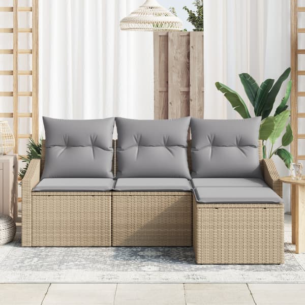 Soffset med kudde 4 pcs Beige konstrotting