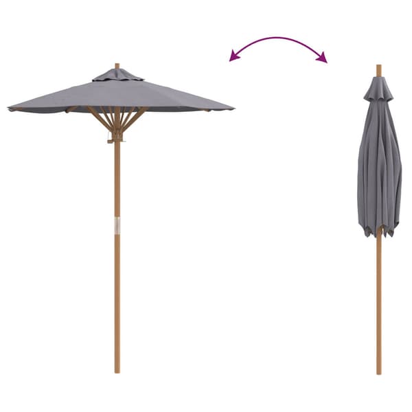 Trädgårdsparasol Mörkgrå Ø 270 x 260 cm Bambu