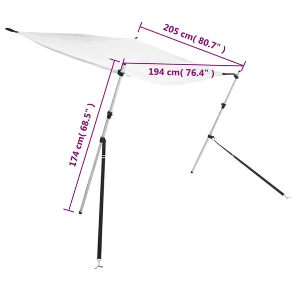 Förlängningsdel för båtkapell vit 170x208x(115-183) cm