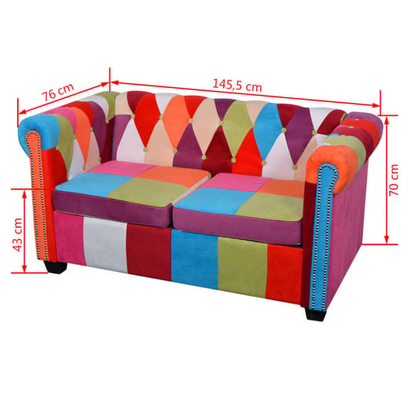 Soffa Chesterfield 2-sits tyg