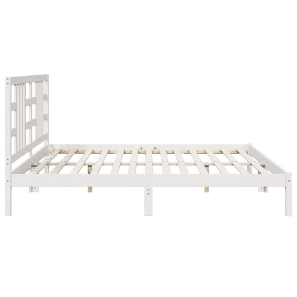 Sängram vit massivt trä 200x200 cm