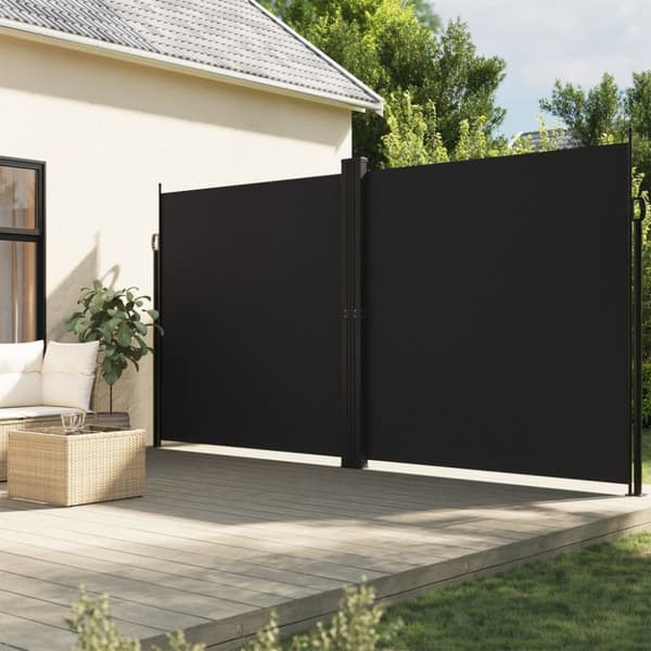 Infällbar sidomarkis svart 200x1000 cm
