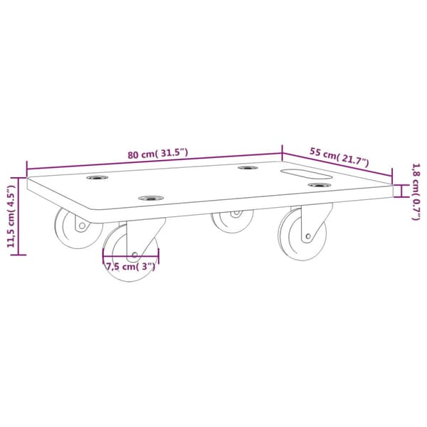 Transportplattor 2 st rektangulär 80x55x11,5 cm 250 kg