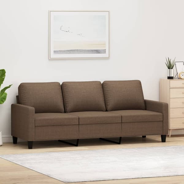 3-sitssoffa brun 180 cm tyg