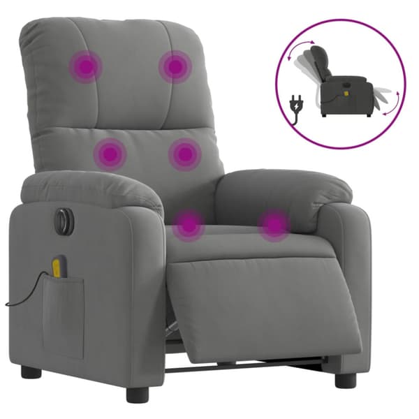 Elektrisk massagefåtölj mörkgrå mikrofibertyg