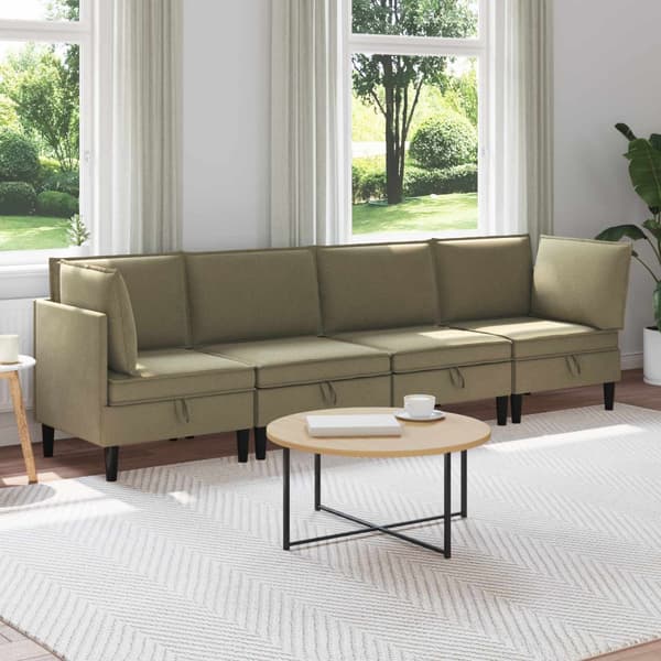 Möbelset för vardagsrummet 4 pcs Kaki Tyg