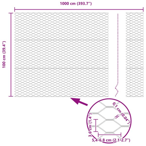 Hexagonstängsel Grön 1 x 10 m PVC