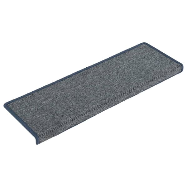 Trappmattor 15 st 65x21x4 cm ljusgrå och blå rektangulär kant