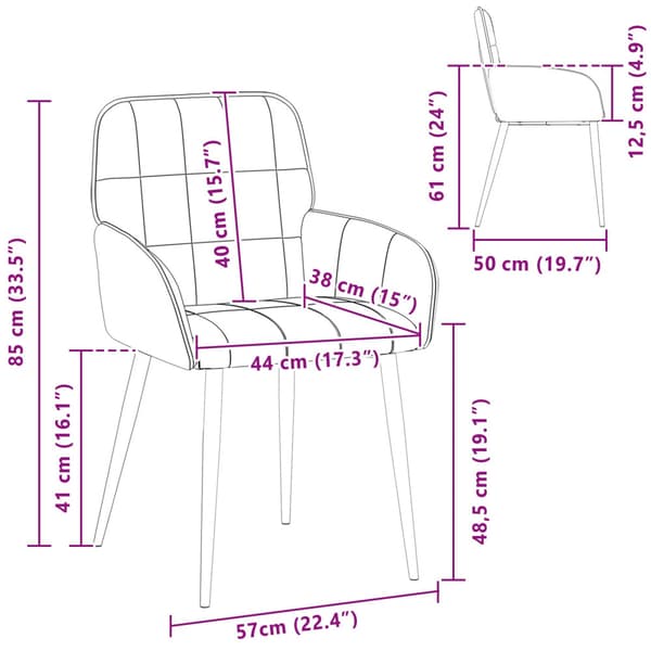 Matstolar 6 pcs Sammet Mörkgrå 57 x 50 x 85 cm