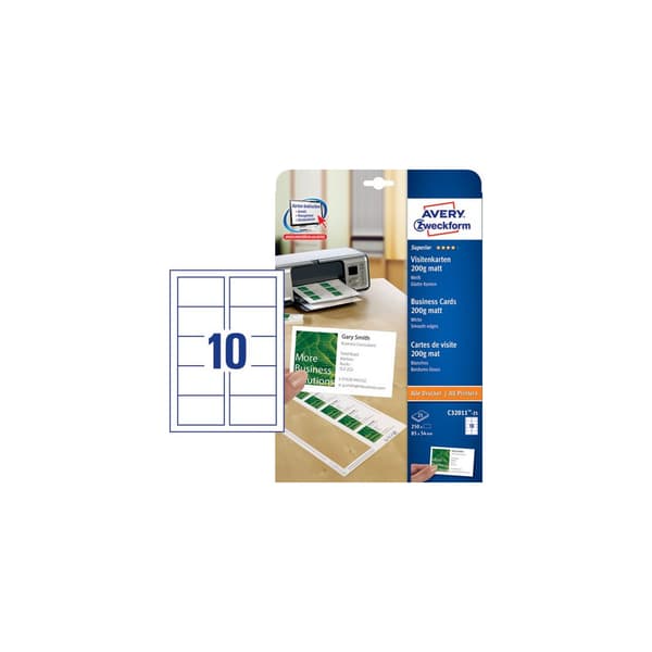 Visitkort laser/inkjet 85x54 matt 250/fp
