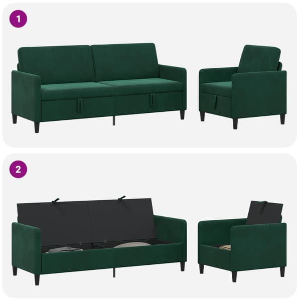 Soffgrupp med förvaring 2 st Mörkgrön Polyester