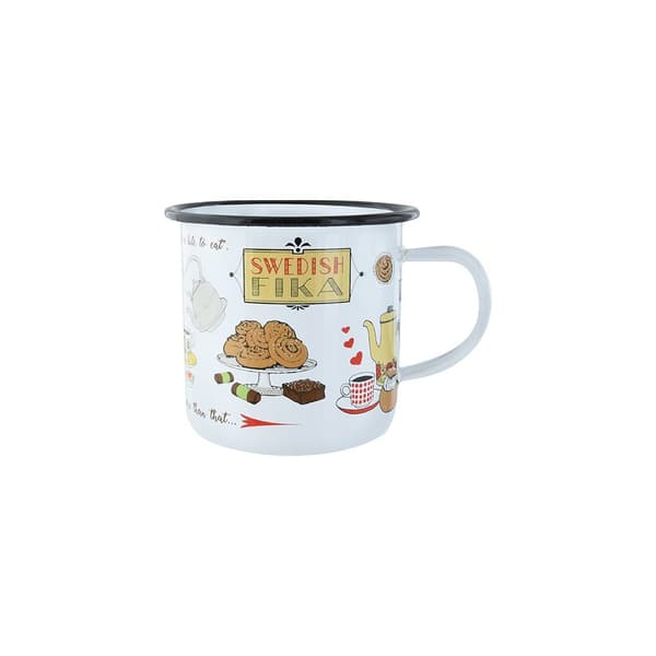 Emaljmugg Swedish fika, 35cl