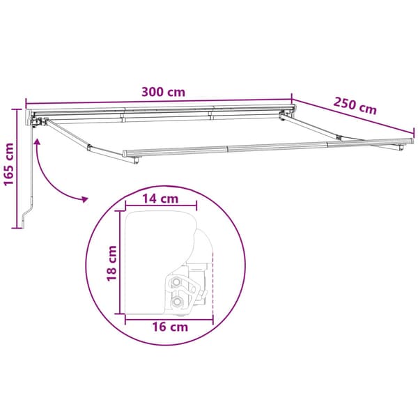 Manuell markisram med LED-lampor Sand 3 x 2,5 m