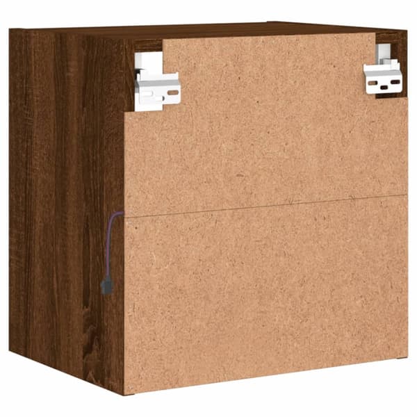 Väggmonterade sängbord med LED-lampor 2 st brun ek