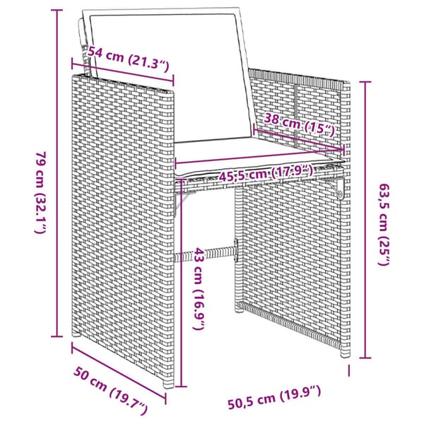 Trädgårdsmöbelset med kudde 5 pcs Svart konstrotting