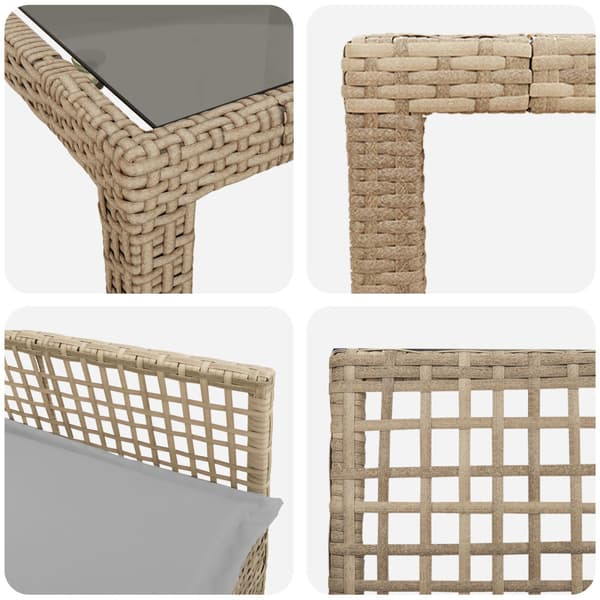 Trädgårdsmöbelset 11 pcs Beige konstrotting