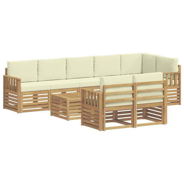 Utomhussoffset 8 pcs Vit och grädde 59 x 59 x 37 cm Polyester