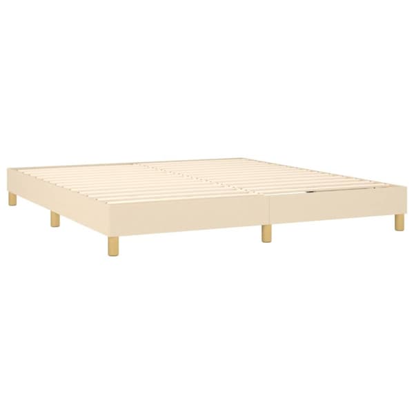 Boxspring-sängram gräddvit 180x200 cm tyg