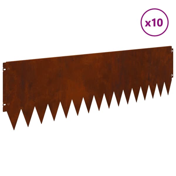 Kant för gräsmatta 10 pcs 103 x 30 cm Stål Rostig