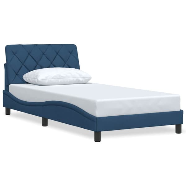 Bed Frame without Mattress Blue 100x200 cm Fabric