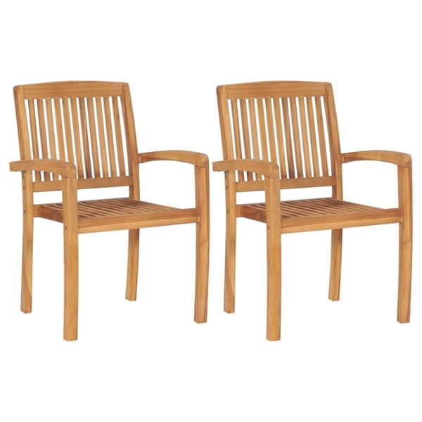 Trädgårdsstolar 2 st med gråa dynor massiv teak