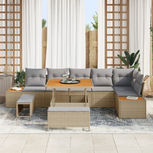 Trädgårdsoffset 9 pcs Beige konstrotting