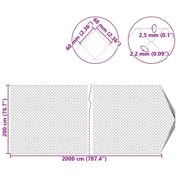 Kedjelänk Stängsel Grön 2 x 20 m Stål