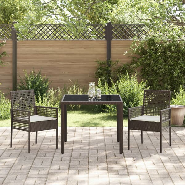 Trädgårdsmöbelset 3 pcs Brun konstrotting