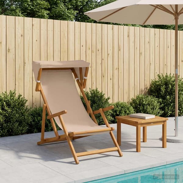 Deck Chair 3 Position Massiv Eukalyptus Trä Taupe
