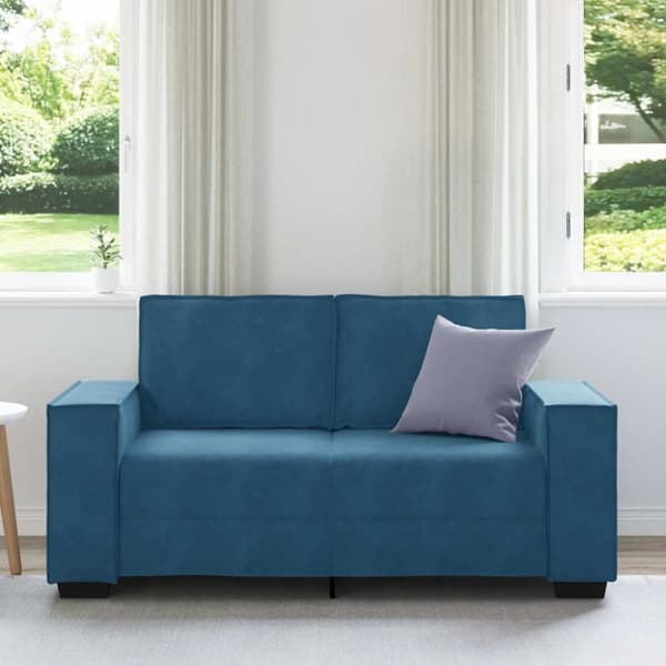 2-sitssoffa blå 160x78x84 cm sammet