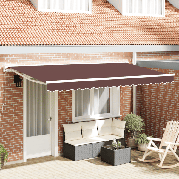 Markisram Brun 400 x 200 cm Polyester med PU-beläggning