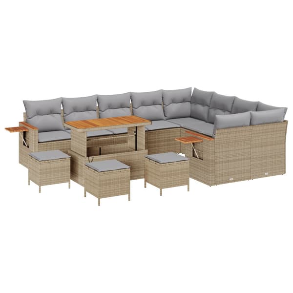 Trädgårdsoffset med kudde 13 pcs Beige och Ljusgrå