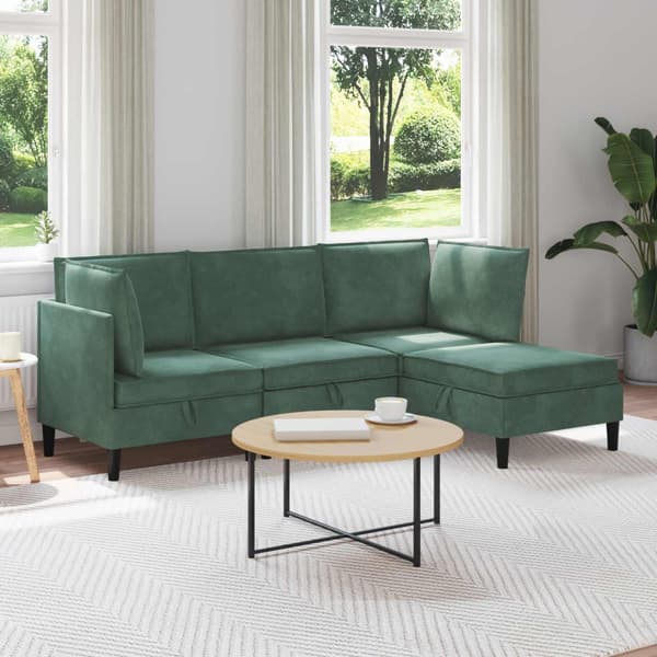 Möbelset för vardagsrummet med kudde 4 pcs Havgrön Sammet