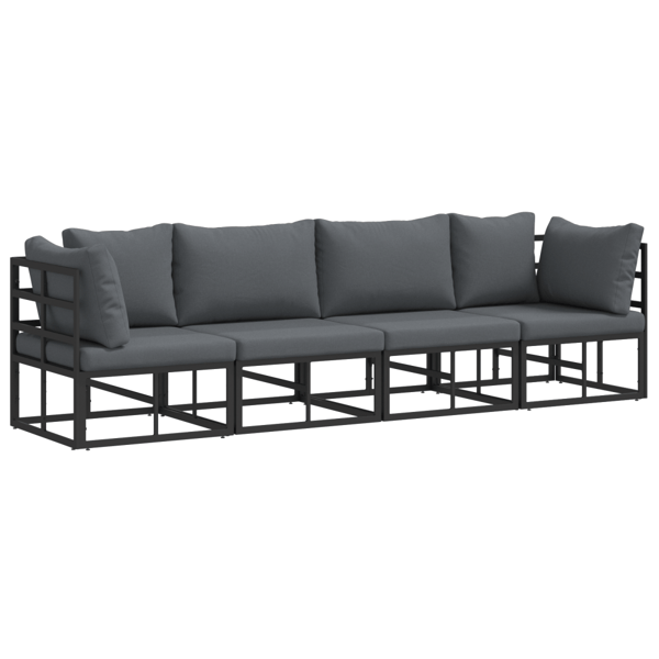 Trädgårdsoffset 4 pcs Svart Metall