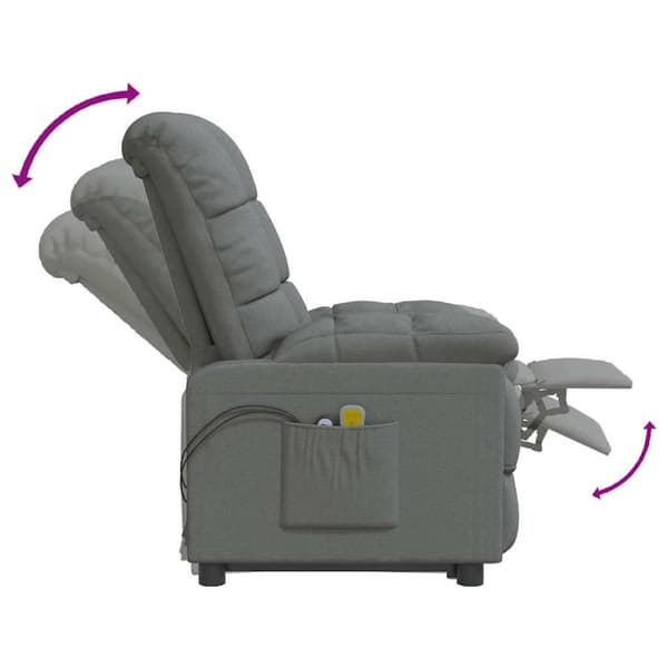 Elektrisk massagefåtölj mörkgrå tyg