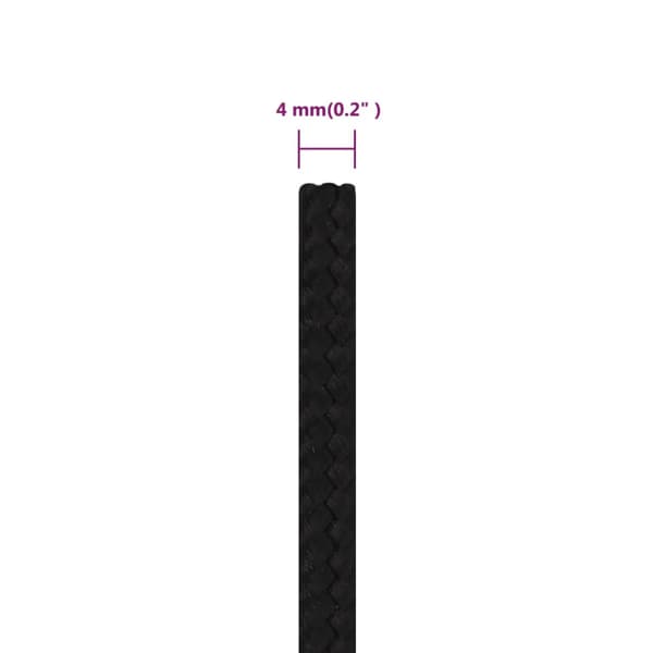Rep svart 4 mm 50 m polyester