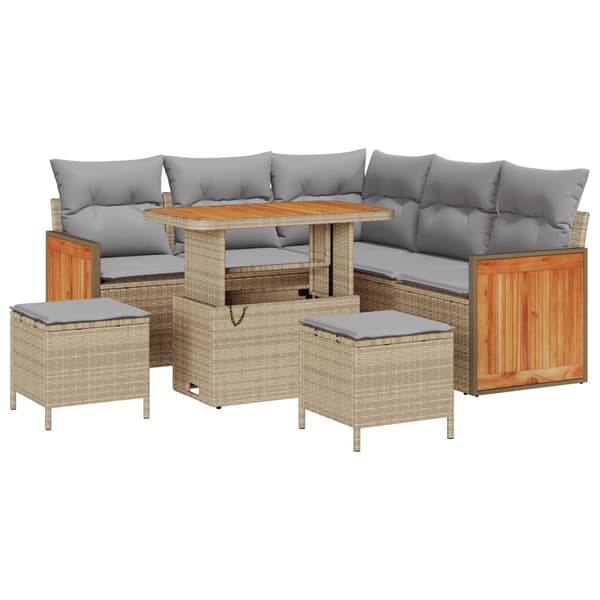 Trädgårdsoffset med kudde 8 pcs Beige och Ljusgrå