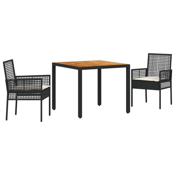 Trädgårdsmöbelset 3 pcs Svart konstrotting