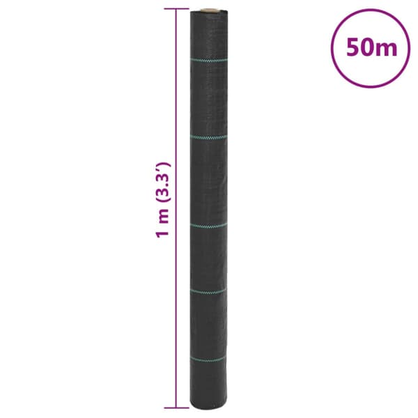 Ogräsmatta svart 1x50 m PP