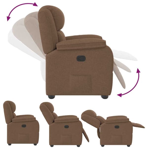 Reclinerfåtölj brun tyg