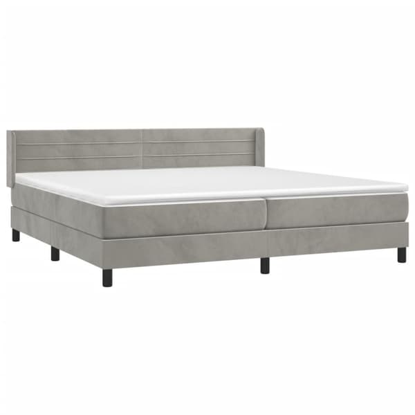 Ramsäng med madrass ljusgrå 200x200 cm sammet