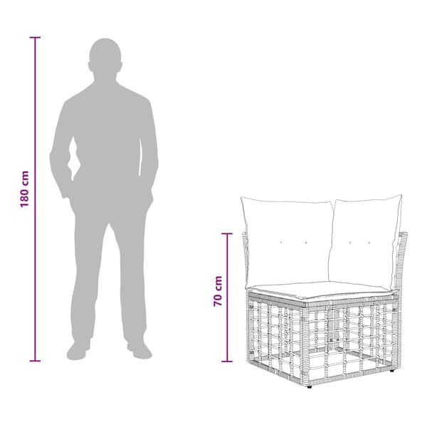 Utomhussoffset med kudde 7 pcs Svart och Mörkgrå Polyester