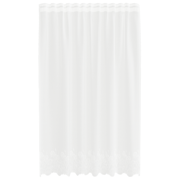 Spetsgardin med gardiner Blommor Vit 220x150cm Polyester