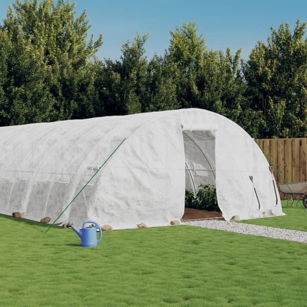 Växthus med stålram vit 70 m² 14x5x2,3 m